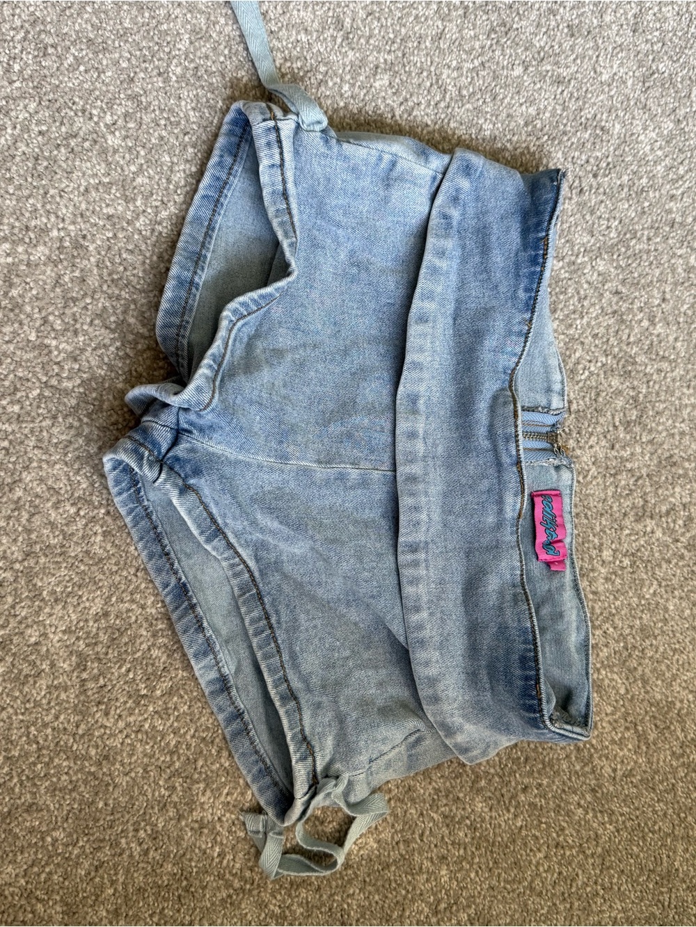 Edikted Light Wash Denim Shorts with Tie Detail